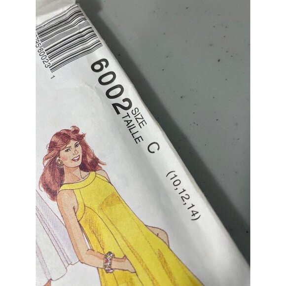90s McCalls 6002 Sewing Pattern Tent Dress Size C 10-12-14 Vintage Retro UNCUT - Picture 3 of 6